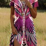 Isla™ – Kleid mit Indisch-inspiriertem Print und Rundhalsausschnitt