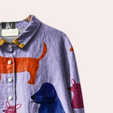 Sommerfeld | Lange Damenbluse mit verspieltem Hundeprint