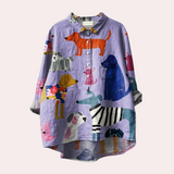 Sommerfeld | Lange Damenbluse mit verspieltem Hundeprint
