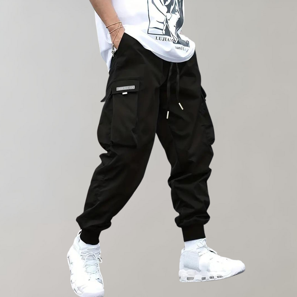 Sommerfeld™ | Herren Cargo Jogginghose – Lila Streetwear-Hose mit Reißverschlusstaschen & Bündchen