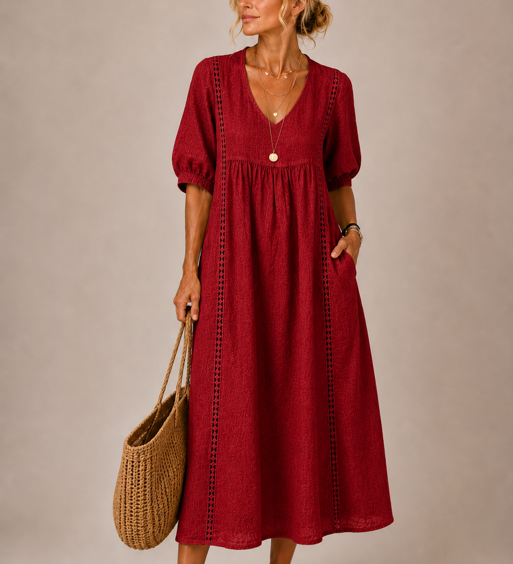 Sommerfeld | Leinen-Baumwollkleid mit Spitze (1 Kaufen, 1 GRATIS dazu)