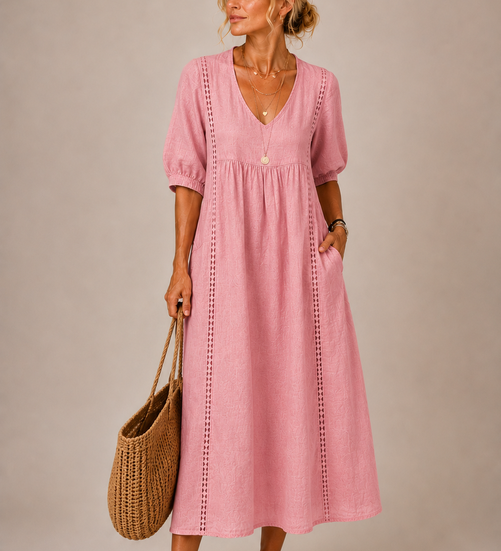 Sommerfeld | Leinen-Baumwollkleid mit Spitze (1 Kaufen, 1 GRATIS dazu)