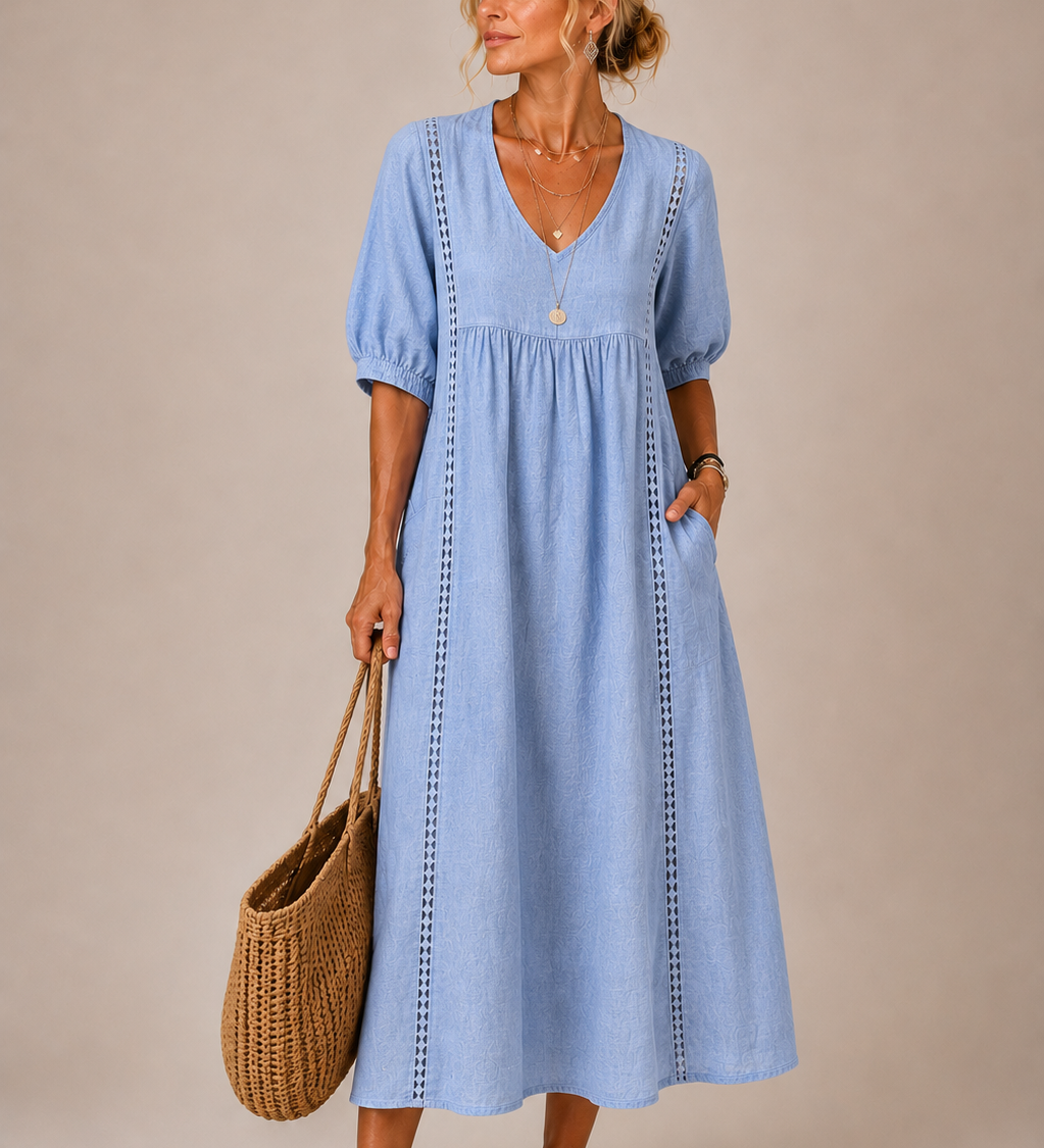 Sommerfeld | Leinen-Baumwollkleid mit Spitze (1 Kaufen, 1 GRATIS dazu)