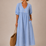 Sommerfeld | Leinen-Baumwollkleid mit Spitze (1 Kaufen, 1 GRATIS dazu)