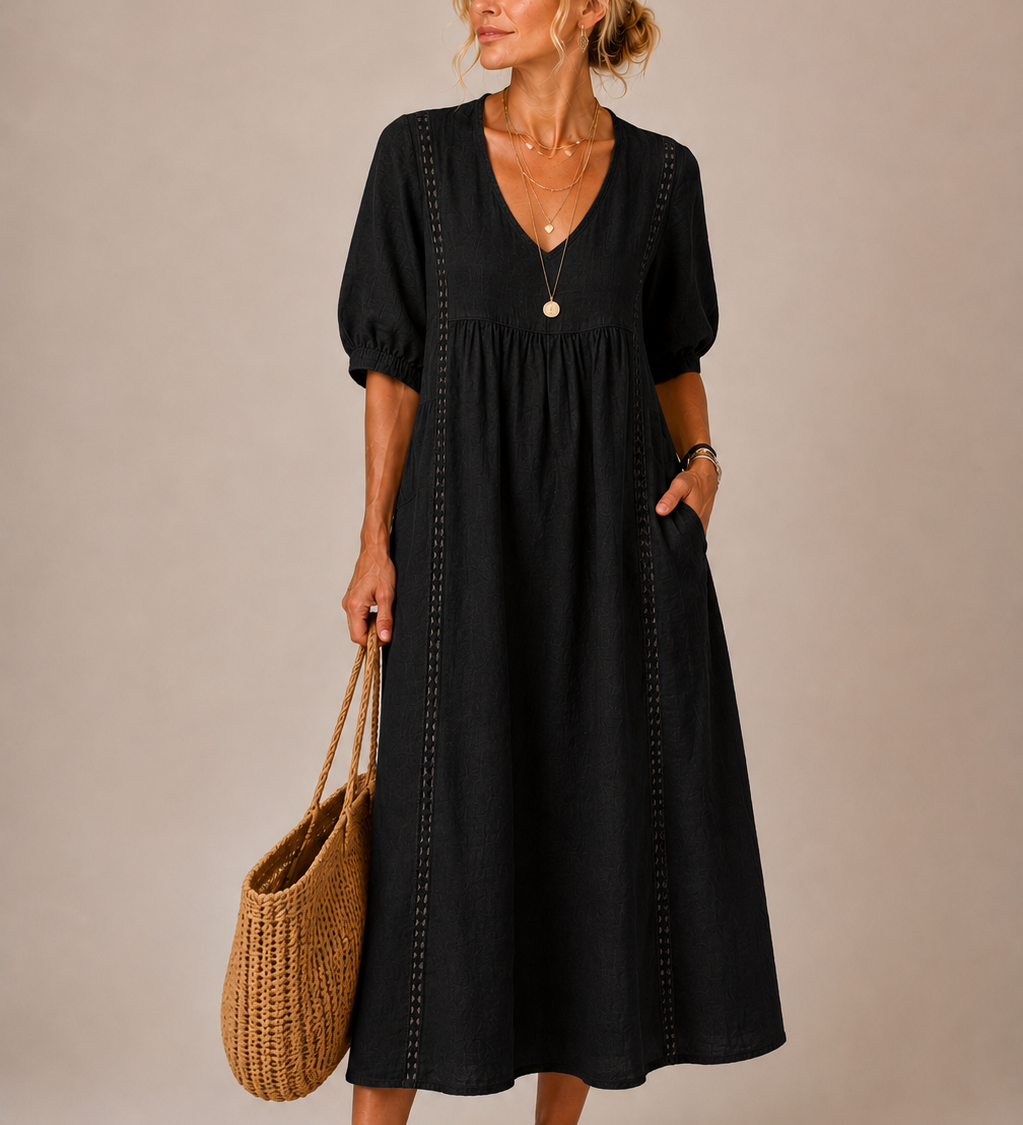 Sommerfeld | Leinen-Baumwollkleid mit Spitze (1 Kaufen, 1 GRATIS dazu)
