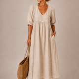 Sommerfeld | Leinen-Baumwollkleid mit Spitze (1 Kaufen, 1 GRATIS dazu)