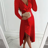 Jurey™ – Elegantes Midikleid mit V-Ausschnitt und Schlitzdesign