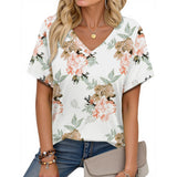 Sommerfeld | Blumenmuster-Tops, Kurzarm, V-Ausschnitt