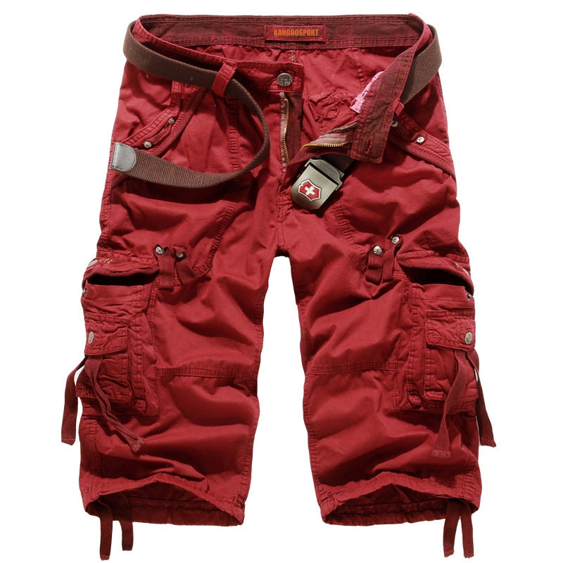 Herren unifarbene Cargo-Shorts mit mehreren Taschen