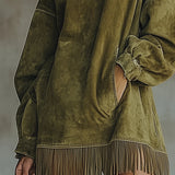 Janine™ - Langärmeliges Minikleid mit Fransen