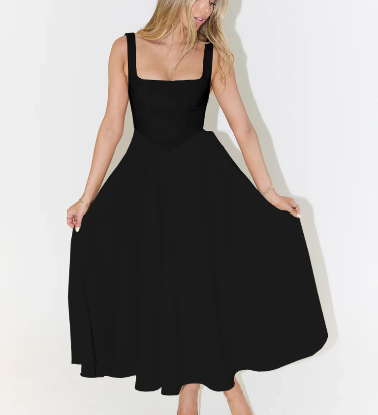 JULIA | Elegantes Midikleid mit eckigem Ausschnitt