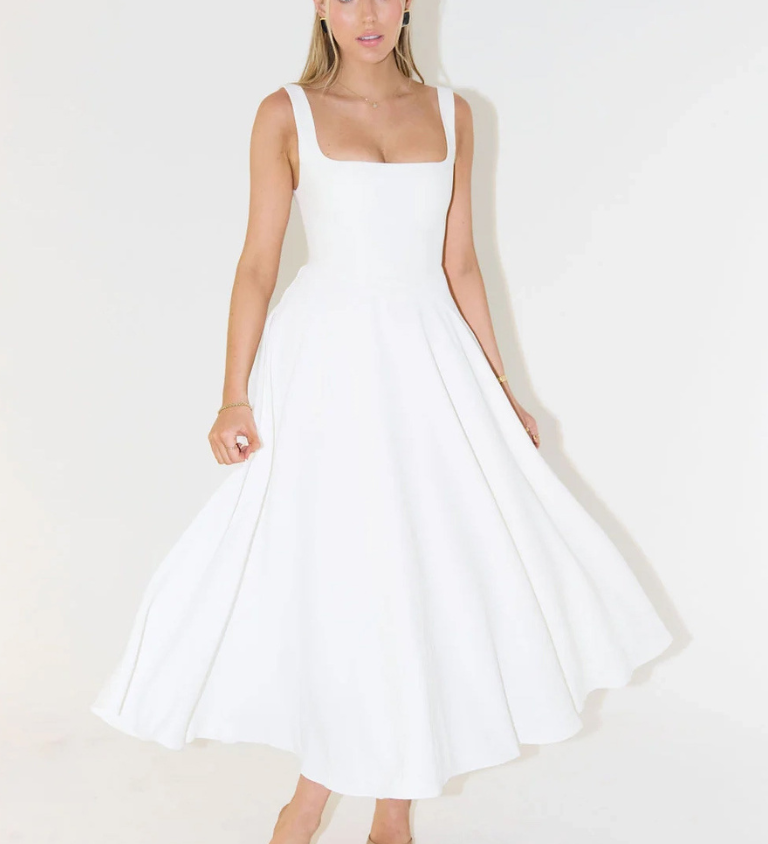 JULIA | Elegantes Midikleid mit eckigem Ausschnitt