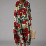 Evelyn™ - Kühner Pfingstrosen-Print Lässiges Maxikleid