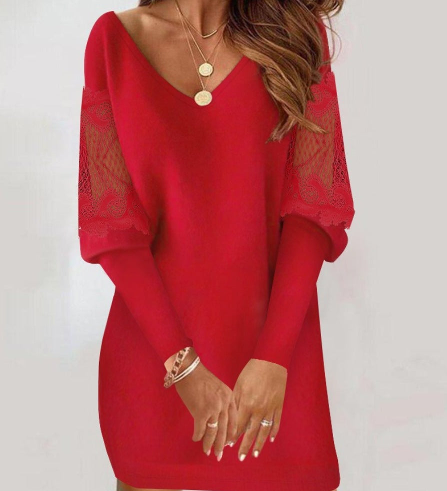 Alory™ - Elegantes Spitzenkleid mit V-Ausschnitt
