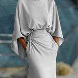 Clara | Elegantes Kleid mit V-Ausschnitt, rückenfrei und mit Ärmeln