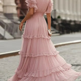 Zoe | Hellrosa Elegantes Hochzeits-Maxikleid
