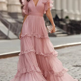 Zoe | Hellrosa Elegantes Hochzeits-Maxikleid