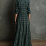 Devine™ - Langes Kleid mit Grünem Karomuster