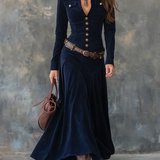 Robie™ – Elegantes Maxikleid mit luxuriöser Wildlederoptik, inklusive Gürtel