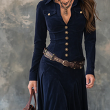 Robie™ – Elegantes Maxikleid mit luxuriöser Wildlederoptik, inklusive Gürtel