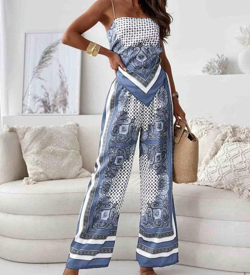 Helen | Urlaubstaugliches, stilvolles Schnür-Weste und Hose Zwei-Teile-Set Kleid
