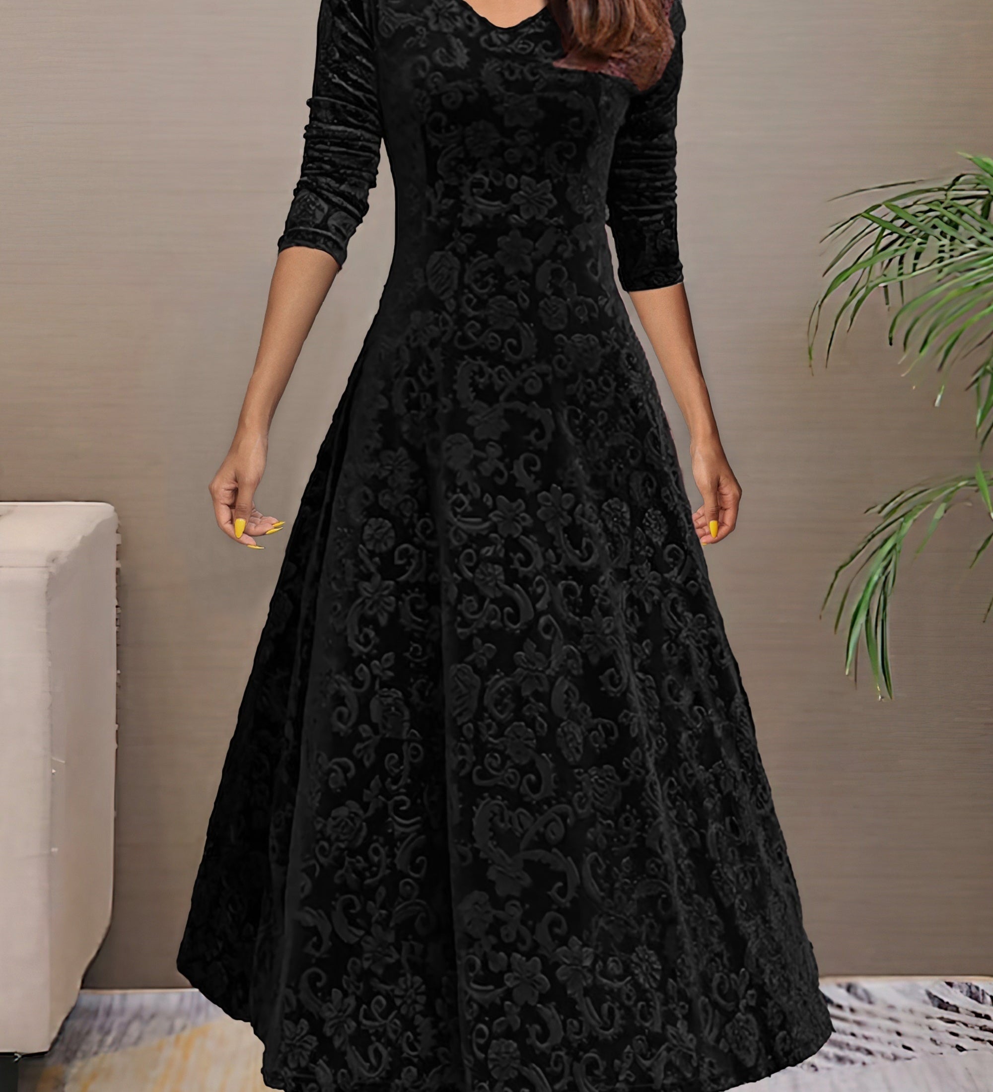 Anny™ - Elegantes Festkleid aus Samt mit V-Ausschnitt