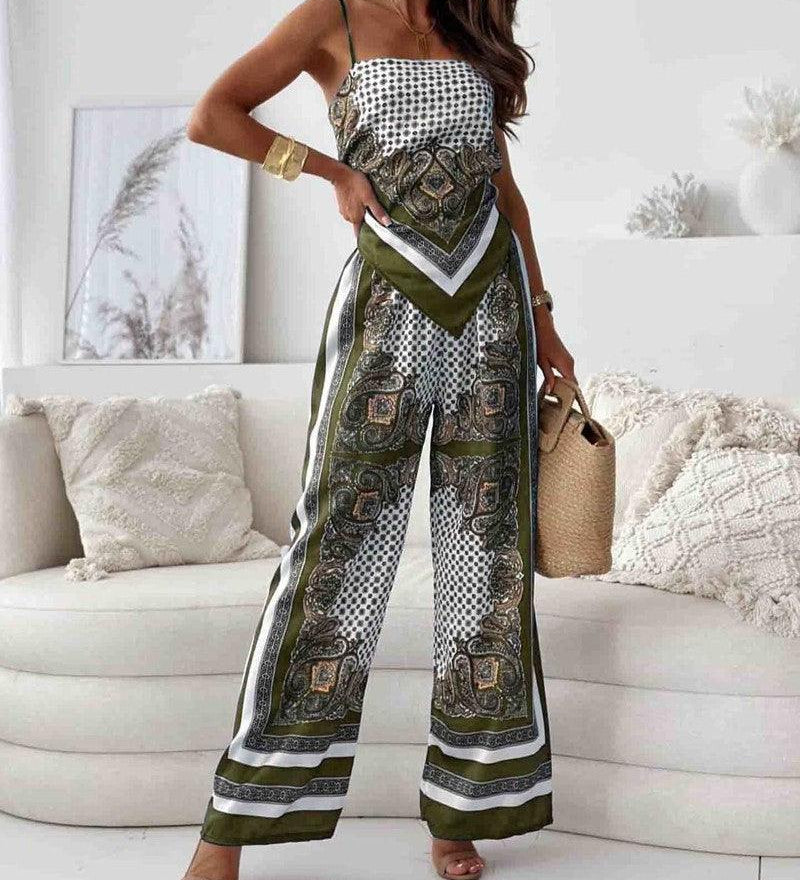 Helen | Urlaubstaugliches, stilvolles Schnür-Weste und Hose Zwei-Teile-Set Kleid