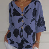 Lara | Blumen V-Ausschnitt Bluse