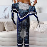 Helen | Urlaubstaugliches, stilvolles Schnür-Weste und Hose Zwei-Teile-Set Kleid