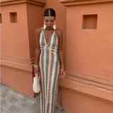 Sommerfeld | Maxikleid mit Halterneck und geometrischem Muster