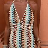 Sommerfeld | Maxikleid mit Halterneck und geometrischem Muster