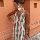 Sommerfeld | Maxikleid mit Halterneck und geometrischem Muster