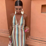 Sommerfeld | Maxikleid mit Halterneck und geometrischem Muster