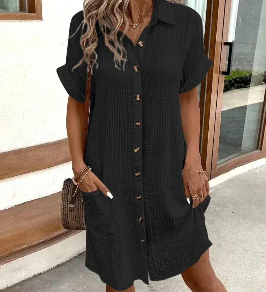Luz™ - Bequemes Hemdkleid mit Knöpfen