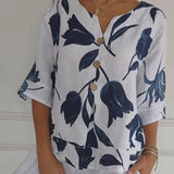 Lara | Blumen V-Ausschnitt Bluse