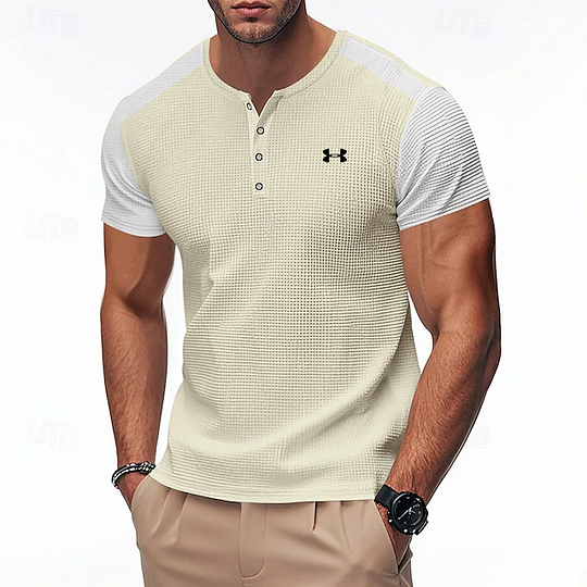 Herren Henley-T-Shirt mit Kontrastfarben