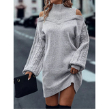 Laira™ – Kleid mit hohem Kragen und Zopfmuster