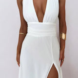 Sommerfeld | Stilvolles Neckholder-Maxikleid mit Hohem Schlitz