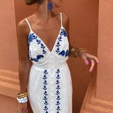Sommerfeld | Maxikleid mit floralen Stickereien