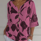 Lara | Blumen V-Ausschnitt Bluse