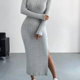 Luxe™ - Geripptes Langärmeliges Bodycon-Kleid aus Strick