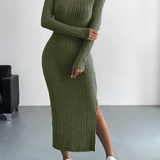Luxe™ - Geripptes Langärmeliges Bodycon-Kleid aus Strick