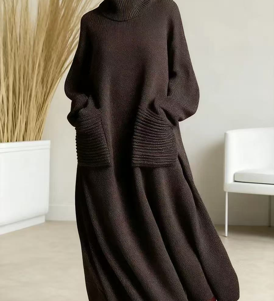 Glenda™ - Damen Oversize Strickkleid Rollkragen