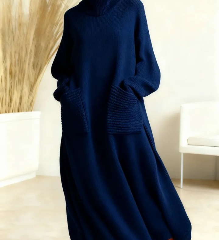 Glenda™ - Damen Oversize Strickkleid Rollkragen