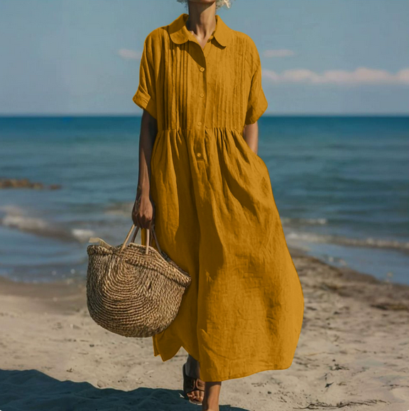 Alorie™ – Baumwollkleid mit Knöpfen
