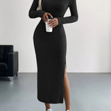 Luxe™ - Geripptes Langärmeliges Bodycon-Kleid aus Strick