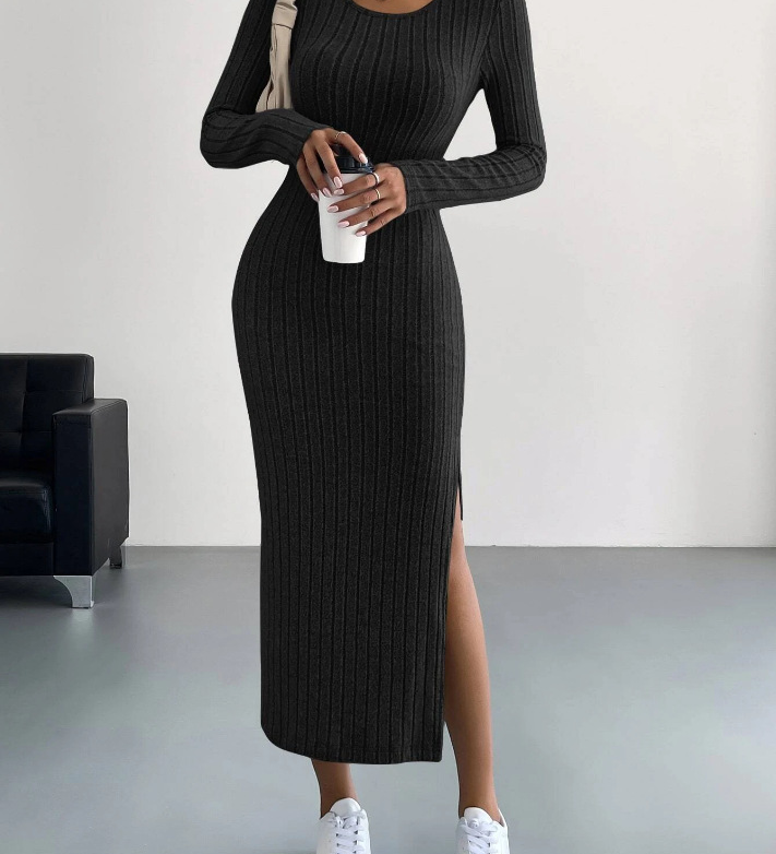 Luxe™ - Geripptes Langärmeliges Bodycon-Kleid aus Strick