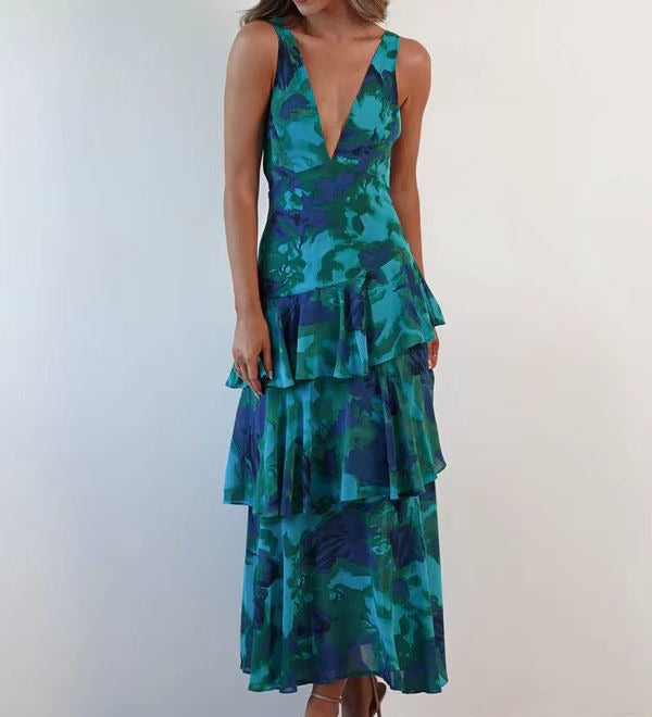 LISA | Florales Volant Maxi Kleid