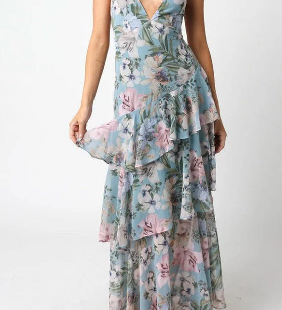 Sommerfeld | Florales Volant Maxi Kleid