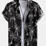 Palm Tree Print Hemd mit Knöpfen & Badeshorts